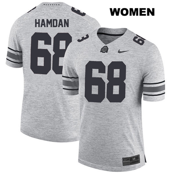 Ohio State Buckeyes Women's Zaid Hamdan #68 Gray Authentic Nike College NCAA Stitched Football Jersey WM19M72TB